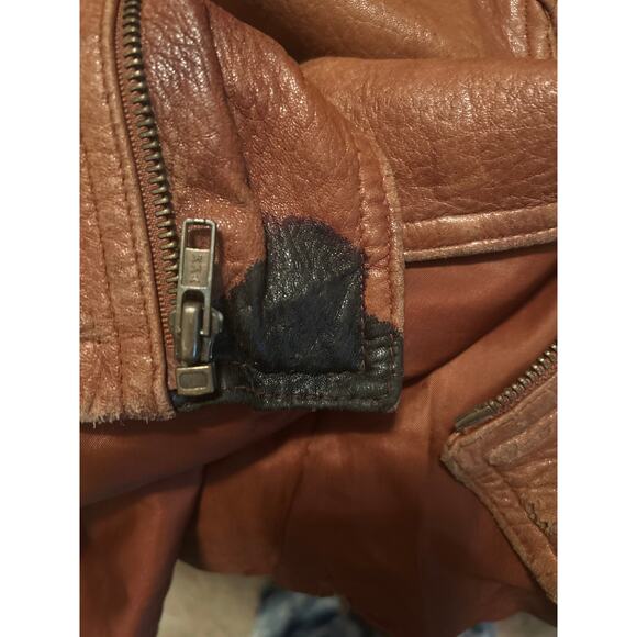 GUC Gianti Collection Men's Brown Leather Belted Jacket Zipper Pockets Size L - Picture 8 of 10